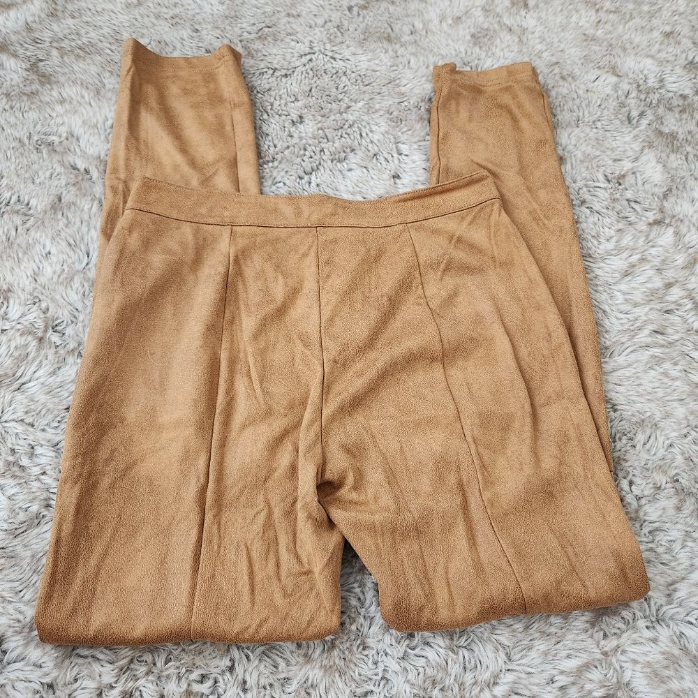 Love Riche Faux Suede‎ Fitted Pants Tan Colored Size Medium - Picture 6 of 9